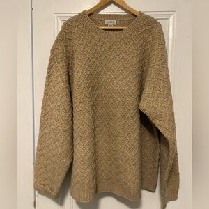 J. Crew Men's Beige Cable Knit Crewneck Sweater
